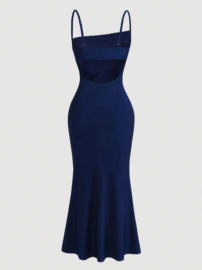 Đầm nữ màu trơn thanh lịch dáng đuôi cá xẻ cao, thích hợp đi biển/dự tiệc, mùa hè.