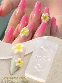 1件装花朵美甲模板硅胶雕刻模具鸡蛋花郁金香花束和百合花图案设计盛开花朵浮雕美甲模具美甲艺术工具美甲用品饰品装饰 - 無色 - 查看 1
