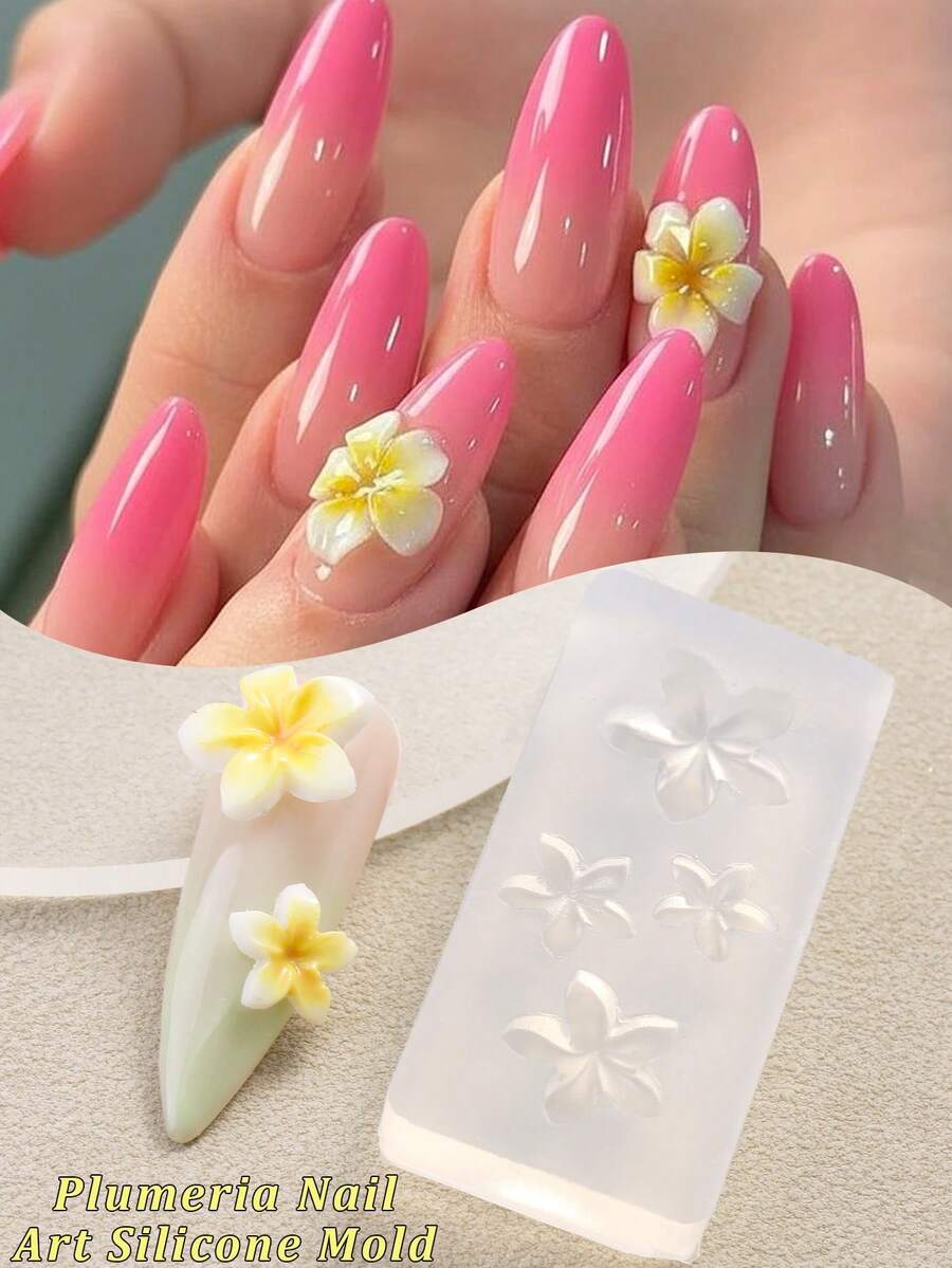 1件装花朵美甲模板硅胶雕刻模具鸡蛋花郁金香花束和百合花图案设计盛开花朵浮雕美甲模具美甲艺术工具美甲用品饰品装饰 - 無色 - 查看 1