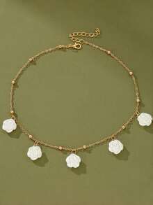 Girls Chain Necklace Resin Bow Flower Heart Star Fashion Design 1pc Daily Wear Gift For Her - White - View 12