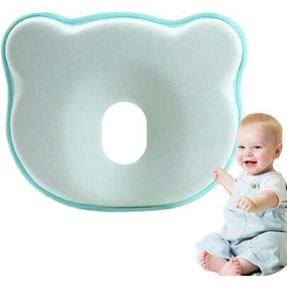 Almohada para bebés,Bebes niños Regalos recién Nacido,Almohada de algodón de Memoria Suave,Prevenir síndrome de la Cabeza Plana plagiocefalia,Mejor para bebés de 0 a 12 Meses (Verde),38206797