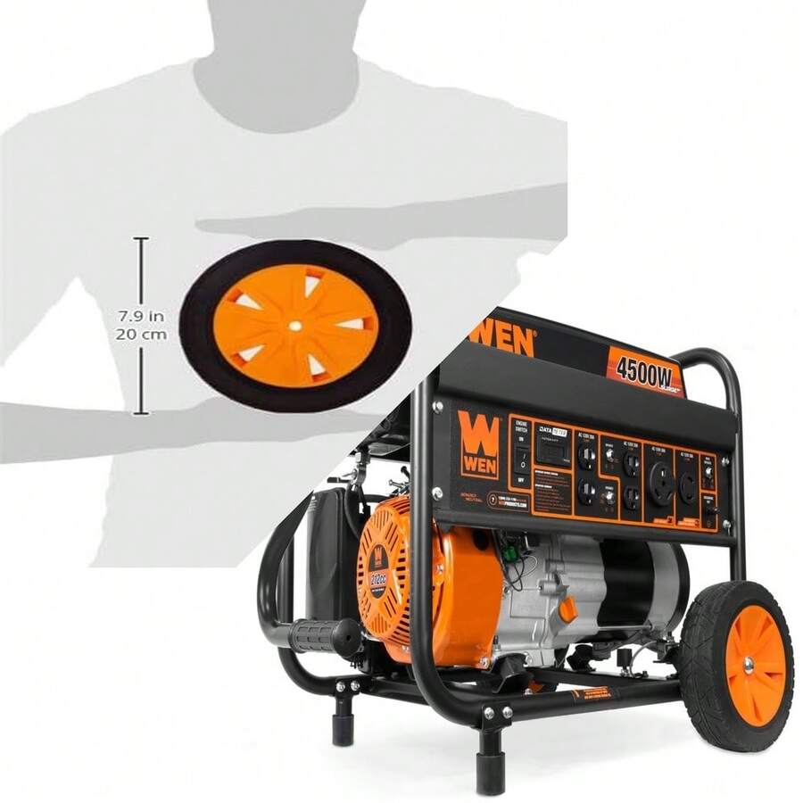 4500-Watt Dual Fuel Portable Generator Kit With 8-Inch Wheels, Foldable Handle For Camping - 黑色 - 查看 1