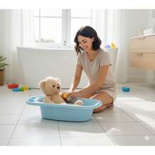 Duża plastikowa wanna dla zwierząt 90 cm (losowy kolor), przenośna wanna dla psa z mydelniczką, umywalka do pielęgnacji kotów z solidnym dnem, wytrzymały prysznic dla zwierząt - Losowy kolor - Zobacz 2