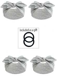 4pcs/12pcs New Cute Rabbit Ear Knotted Headbands, Paisley Pattern Elastic Headbands, Solid Color Bow Headbands For Yoga, Sports, Outdoor, Women Women Hair Accessories Elegant Hair Band