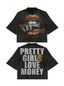 Fly "I Want Your Money" Hip-Hop Flow T-Shirt% Pure Cotton Double-Sided Printed T-Shirt, Suitable For Men And Women, The Best Gift For Summer Casual Short Sleeved T-Shirt-Premium Cotton Graphic Printed Round Neck T-Shirts-Unisex Loose - Fit Comfortable Vintage Street - Style Cotton T - Shirt Top