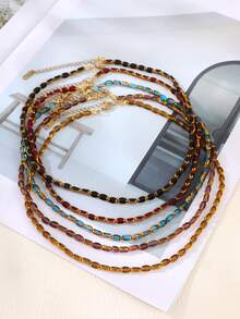 1 chiếc vòng cổ phong cách Bohemian, sáng tạo, thanh lịch, tinh tế bằng thép titan với mặt kính nhiều màu sắc, phù hợp cho phụ nữ và các cặp đôi, món quà trang sức tinh tế, hoàn hảo cho Ngày Valentine, hẹn hò hàng ngày, tiệc tùng, ngày lễ, đám cưới và kỳ nghỉ. - vòng cổ - Xem 9