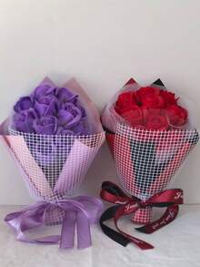 Handmade Eternal Rose Bouquet, Romantic Ceremony Surprise Gift For Valentine's Day, Anniversary, Girlfriend, Boyfriend, Fiancé, Teacher's Day, Graduation, Proposal, Birthday - Red, Blue, Purple, Pink - Multicolor - View 3