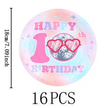 Disco Ball Happy Birthday Disposable Tableware Set, 7/9 Inch Party Plates, Disposable Paper Plates And Cups, Suitable For Holidays, Weddings, Engagements, Birthdays, Parties, Celebrations, Wedding Party Supplies - Multicolor - View 6