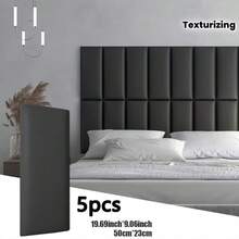 5片装柔软床头板垫，加厚墙贴，简约纯色3D自粘防撞垫，即撕即贴软包，床头墙包覆榻榻米垫墙面保护垫 - 彩色 - 查看 2