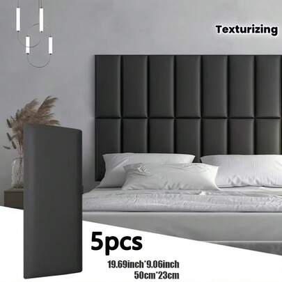 5pcs Soft Headboard Cushion, Thickened Wall Sticker, Minimalist Solid Color 3D Self-Adhesive Anti-Collision Pad, Peel And Stick Soft Pack, Bed Head Wall Wrap Around Tatami Mat Wall Protector