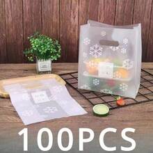 100pcs/50pcs/10pcs Snowflake Printed Party Gift Bags, Daisy Packaging Bags, Suitable For Cakes, Snacks, Gifts, Birthday Favors - Multicolor - View 17