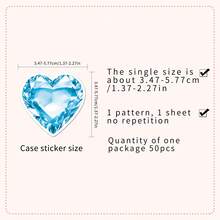 50pcs Exquisite High-Quality Sparkling Heart-Shaped Crystal Decorative Stickers For Stationery, Glassware, Envelopes - Multicolor - View 2