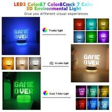 1 chiếc đèn ngủ để bàn có chữ "GAME OVER", dùng nguồn USB, trang trí bàn làm việc hiện đại, thích hợp làm quà sinh nhật/Giáng sinh cho game thủ, trang trí phòng ngủ hoặc phòng chơi game - phụ kiện phòng chơi game thú vị, đèn dùng nguồn USB. - Chữ in hoa - Xem 5