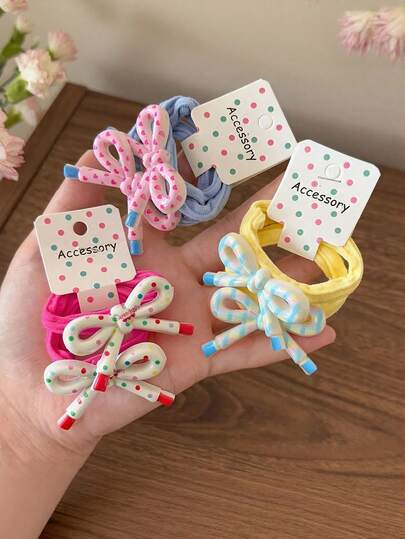 Bộ 6/4/2 chiếc dây buộc tóc nơ chấm bi dễ thương cho bé gái, thích hợp để sử dụng hàng ngày, phù hợp cho tuổi teen.