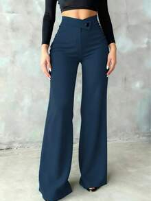 女士休闲优雅直筒裤，返校必备单品，不对称V腰设计凸显曲线，适合日常穿着、办公、约会、度假等各种场合，春季必备。 - 0.霧綠 - 查看 4