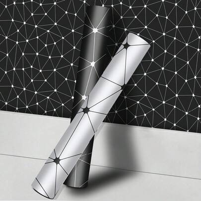 OUTANA 1 Roll Peel And Stick Wallpaper, Fashionable Simple White Dot And Line Abstract Web Pattern, Waterproof, Oil-Proof, Moisture-Proof, Easy To Clean Home Decor Tile Sticker. Suitable For Living Room Furniture, Bathroom Tile, Bedroom Kitchen Tile, TV Background Wall, Office Wainscoting. Ideal Wall Decor For Valentine's Day, Mother's Day, Available In Multiple Sizes: 11.8*78.7in / 15.7*78.7in / 17.7*78.7in