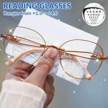 cabecade Gafas de lectura con marco redondo elegante y brillante, unisex, gafas de ordenador de moda, rango de aumento de +1.0 a +4.0 - Transparente - Ver 25