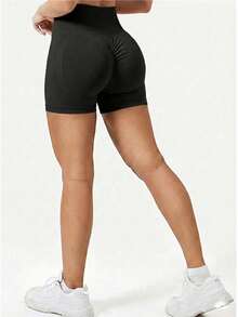 女士无缝收腹塑身内裤，透气运动休闲舒适内裤 - 黑色 - 查看 6