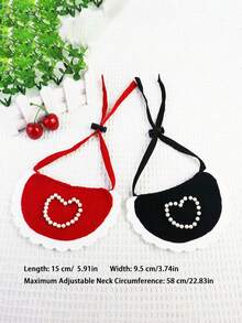 1件/2件装宠物爱好者节/感恩节礼物，小猫/小狗珍珠心形荷叶边围巾，可调节按扣围兜，适用于宠物派对拍照装饰 - 彩色 - 查看 2