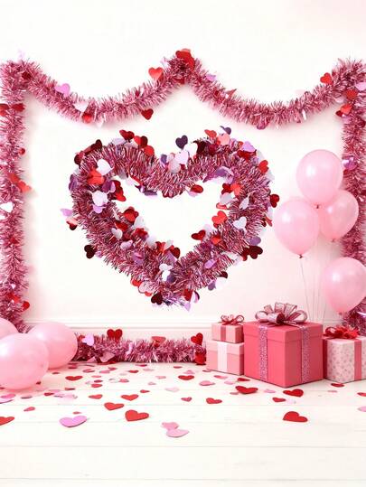 2m Heart-Shaped Ribbon, Suitable For Goddess Day, Mother's Day, Valentine's Day, Atmosphere Decoration, Ribbon Party, Wool Ribbon, Madder