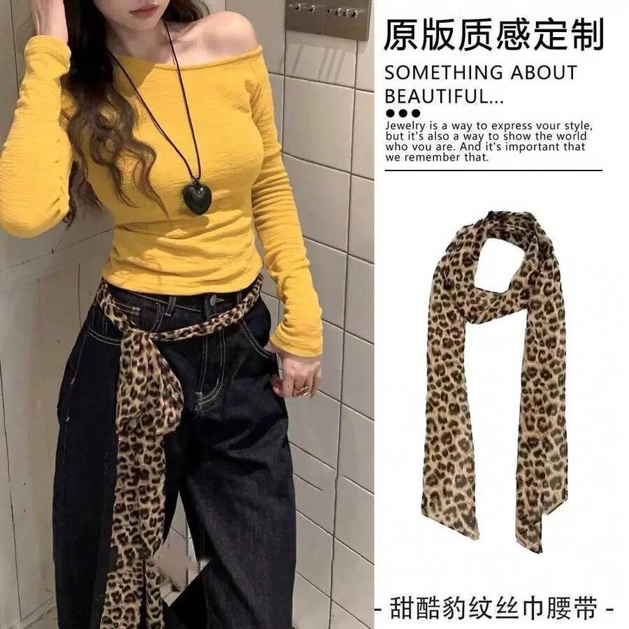 وشاح حريري بنمط نمر Y2K، حزام طويل ضيق، إكسسوارات جينز للنساء، ربطة عنق، حزام، وشاح زخرفي، اكسسوارات حفلات، إكسسوارات ملابس عصرية - متعدد الألوان - مشاهدة 1