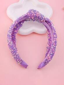 1条彩色亮片发箍，简约亮片打结发箍，适合日常、节日、通勤、派对、装饰、女性、情人节等场合。