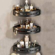 1pc Suction Cup Bathroom Shelf, Adhesive Bathroom Organizer Rack, No Drilling Vanity Toilet Storage