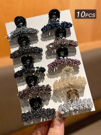 10 st eleganta och moderiktiga hårspännen med strassutsmyckning för kvinnor, lämpliga för dagligt bruk och fest, rekommenderas som håraccessoar i present