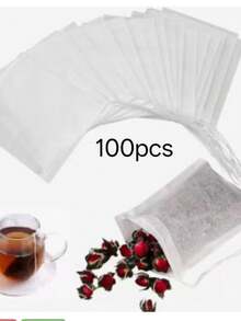 100pcs Reusable Non-Woven Fabric Tea Bags, Medicine Bags And Soup Bags, Suitable For Various Filtration Uses, With Drawstring Closure Design, Perfect For Loose Tea, Soup Ingredients, Chinese Herbal Medicine And Spices - Multicolor - View 16