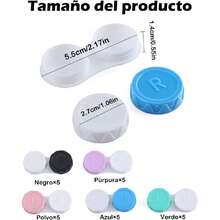 Estuche Para Lentes De Contacto, 25 Piezas En 5 Colores (Azul, Negro, Rosa, Verde Brillante, Morado Oscuro), Ideal Para Viajes Y Uso Diario, Tamaño Compacto 5,5 CM * 2,7 CM * 1,3 CM,38257214 - Multicolor - Ver 2
