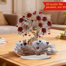 Decoração de Mesa Plana de Flor Acrílica, Presente de Casamento do Dia dos Namorados - Multicolorido - Visão 7