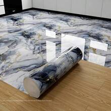 1 Roll Self-Adhesive Waterproof Wallpaper, Shiny Gold & Blue Marble Pattern, Oil-Resistant Kitchen Backsplash Sticker, Bathroom Decor, Suitable For Cabinets, Countertops And Walls, Easy To Cut And Apply, Home Decor Wallpaper - Multicolor - View 2