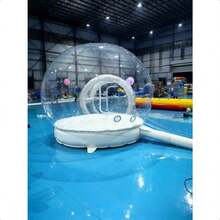 Casa inflable de burbujas de 10 pies con fondo de rebote casa de globos de burbujas con soplador de aire y bomba de aire cúpula inflable para fiesta - Transparente - Ver 5