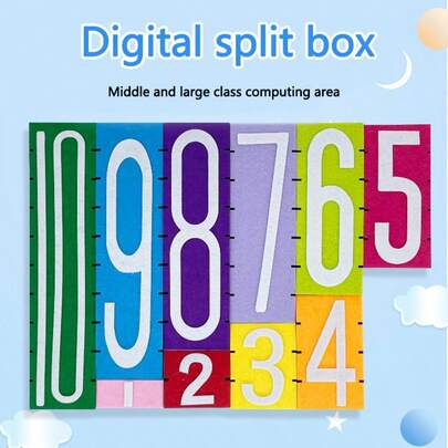 qixi 1 set de blocs de séparation et de combinaison numériques, jouet éducatif. Modèle d'apprentissage des mathématiques en tissu feutre pour la maternelle et l'école primaire, développe les compétences de réflexion.