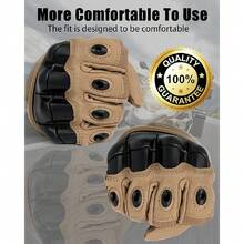 男士露指战术手套 - 柔软橡胶材质，防滑设计，适合骑行、健身、露营、狩猎、射击等活动 - 棕色 - 查看 4