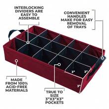 Christmas Ornament Storage Box With Adjustable Acid-Free Dividers, 4 Removable Trays With Handles, 16.25 Inch X 10 Inch X 13 Inch, Holds 60-3 Inch Ornaments - Burgundy - View 5