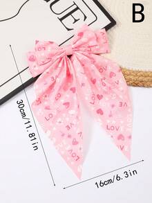 Bộ 3 kẹp tóc nơ ruy băng ngày lễ tình nhân in hình trái tim, thích hợp cho các buổi đi chơi và hẹn hò - Nhiều màu - Xem 19