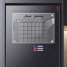 一套亚克力磁性冰箱贴计划板 - 1块12x8英寸透明干擦白板，带待办事项清单和购物清单，3支水性马克笔，1个板擦 - 磁性冰箱贴白板 - 彩色 - 查看 6