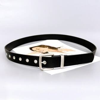 1 pieza Cinturón negro simple y de estilo punk de moda, accesorio de vestir versátil para el día a día