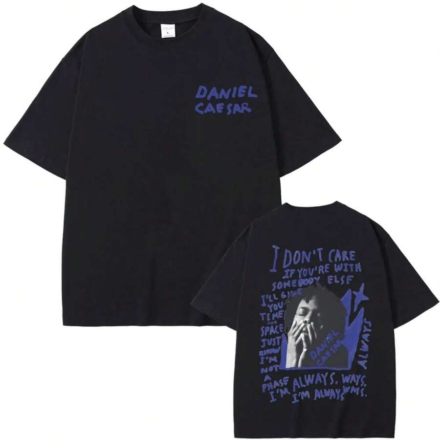 Daniel Caesar Never Enough Always Graphic Print T-Shirt Men Women Hip Hop Fashion Oversized T Shirts - màu đen - Xem 1