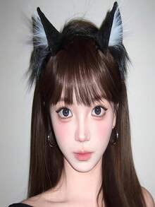 Handmade Faux Fur Cat Fox Ear Headband - Cute Cosplay Headpiece, Fluffy Animal Ear Hair Hoop, Costume Accessory, Easter Outfit, Gag Gift, Soft Material - Multicolor - View 2