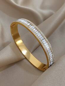 1条优雅奢华的锆石手链，女士金手链，可叠戴不锈钢手链，适合日常佩戴、派对、生日、圣诞节等各种场合，是理想的珠宝礼物。 - 彩色 - 查看 7