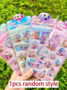 3D闪亮魔法卡通动物注水装饰贴纸，趣味注水贴纸，适用于水瓶、冰箱、手机壳、笔记本、剪贴簿、奖励手工礼品
