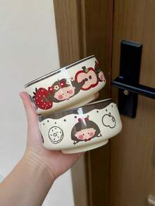 Bát sứ vẽ tay hình cô gái cổ tích Anh Quốc, đường kính 4,5 inch, kỹ thuật tráng men dưới men, thích hợp dùng làm bát cơm, bát salad, bát sữa chua, bát ăn nhẹ, lý tưởng cho sử dụng hàng ngày, văn phòng, nhà hàng, tiệc trà chiều, quà tặng, quà tặng ngày lễ. - Nhiều màu - Xem 5