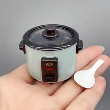 【精巧設計】迷你電飯鍋模型－淺藍色與白色，附湯匙，逼真廚房場景配件，小雕像與微縮模型，精緻裝飾品，派對禮物 - 均碼 - 查看 6