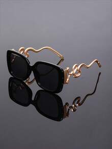 New Retro Large Frame Cat Eye Fashion Glasses, Unisex Metal Y2K Minimalist High-End Punk Eyewear Suitable For Daily Outfit, Street Style, Runway - Multicolor - View 17