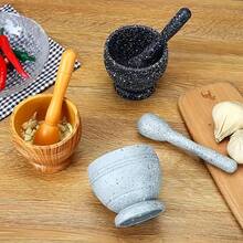 Special Kitchen Tool For Mincing Garlic And Grinding. With Wood Grain Texture For Anti-Slip Property, It Can Be Used For Manual Pressing, Grinding, And Blending In One Device. It Can Quickly Turn Garlic Into Puree And Ginger Into Paste.