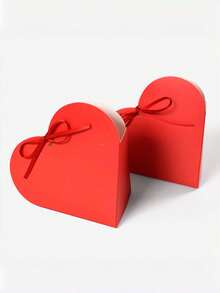 2 Pieces Valentine's Day Red Double-Sided Heart-Shaped Gift Packaging Box, Creative And Sweet Heart-Shaped Baking Packaging Folding Box, For Packaging Gifts - Multicolor - View 4