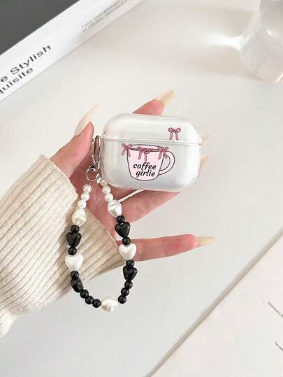 Coffee Bow Tie Painted Transparent Fashion Bluetooth Earphone Case Compatible With AirPod Case, Headphones, Pro 3 Case, Pro (2nd Generation), 3, Pro, 1/2, 4 Case Cover