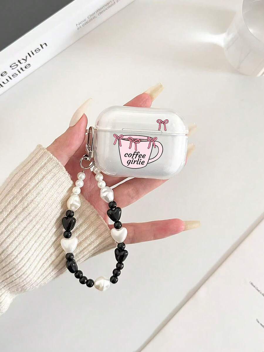 Coffee Bow Tie Painted Transparent Fashion Bluetooth Earphone Case Compatible With AirPod Case, Headphones, Pro 3 Case, Pro (2nd Generation), 3, Pro, 1/2, 4 Case Cover